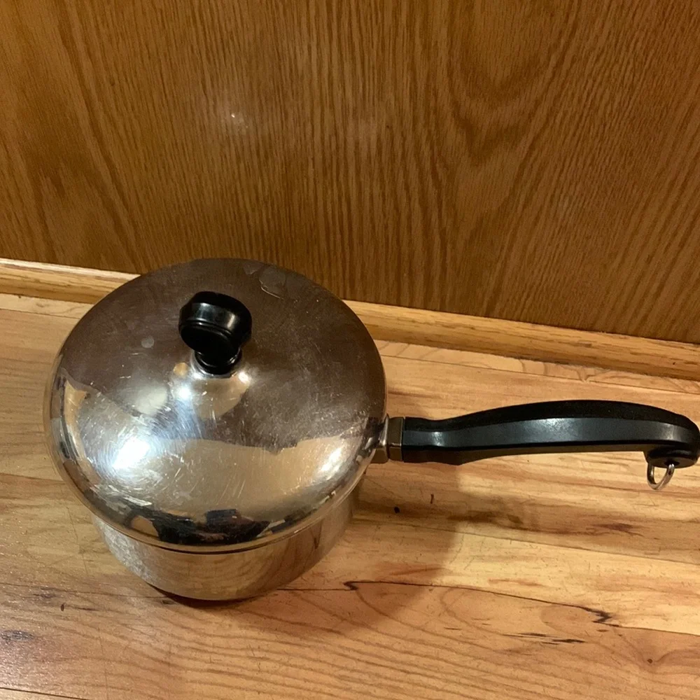Vintage Farberware aluminum clad stainless steel 1 qt sauce pan pot USA Bronx NY